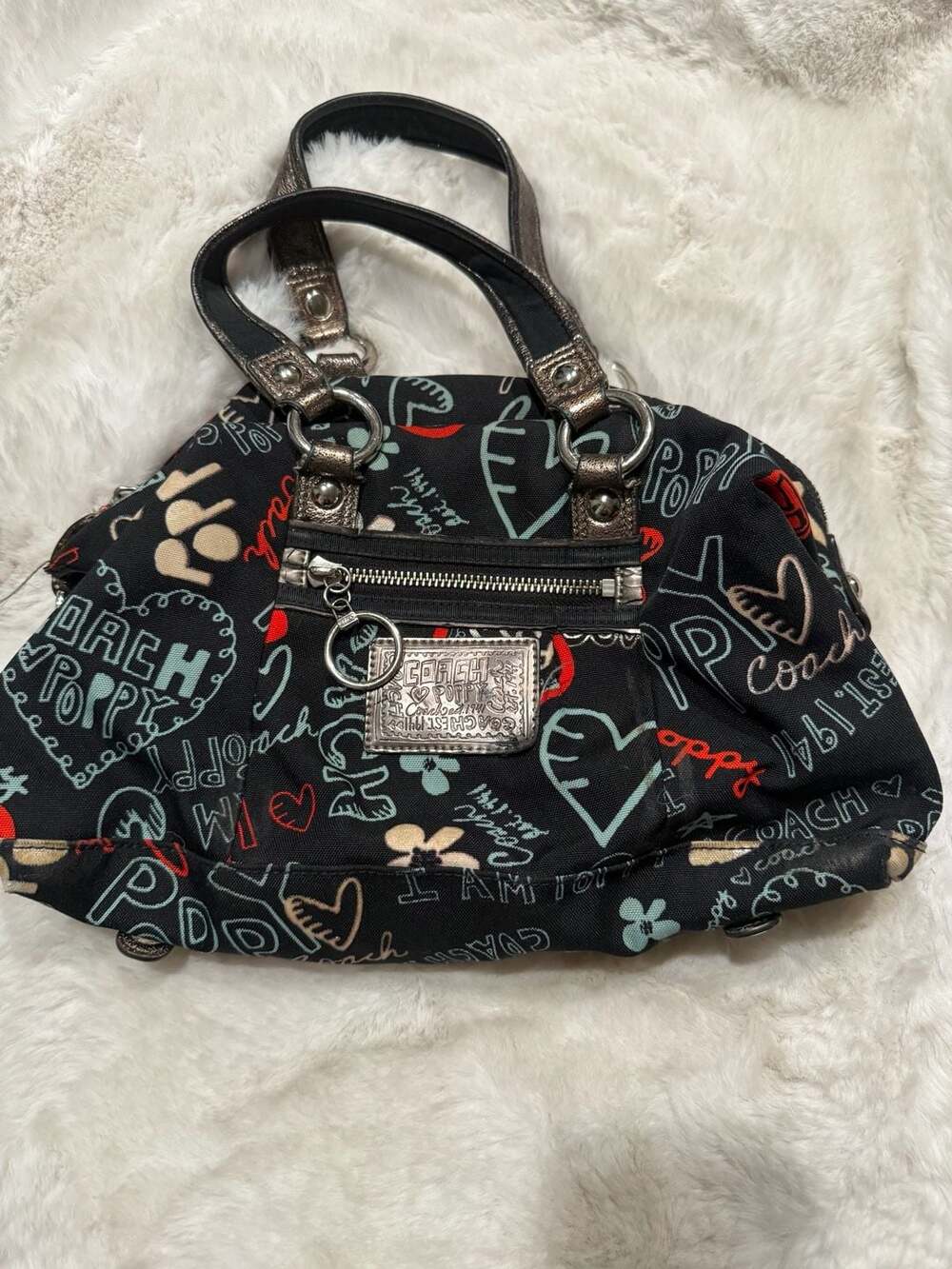 Coach Poppy Graffiti Print Satchel Bag